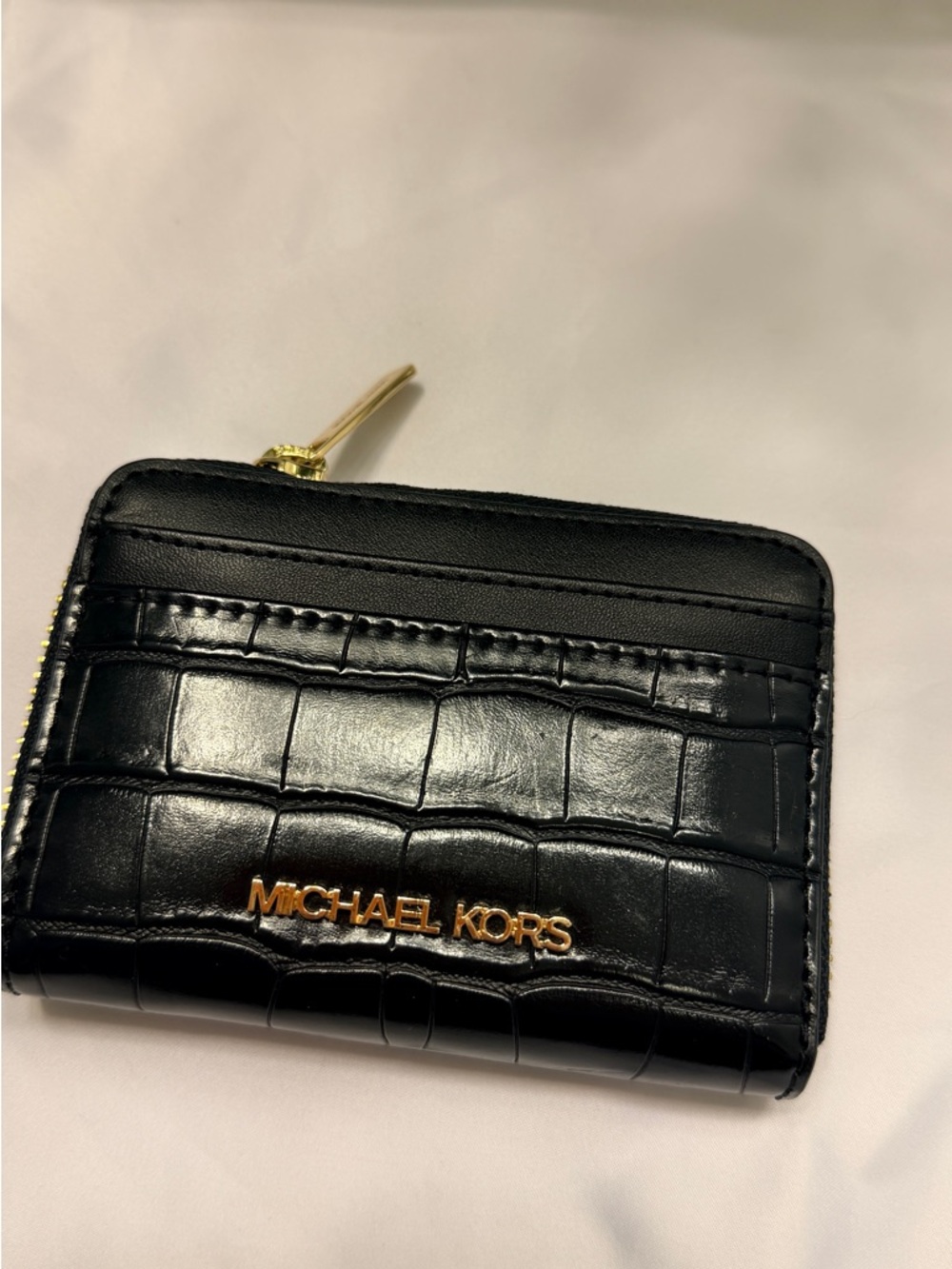 Michael Kors Black Wallet with Gold Zip Hardware